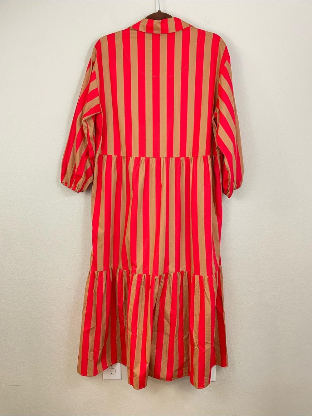 Anthropologie Maeve Bettina Striped Tiered Poplin Shirt Midi Dress Size M - Picture 9 of 11